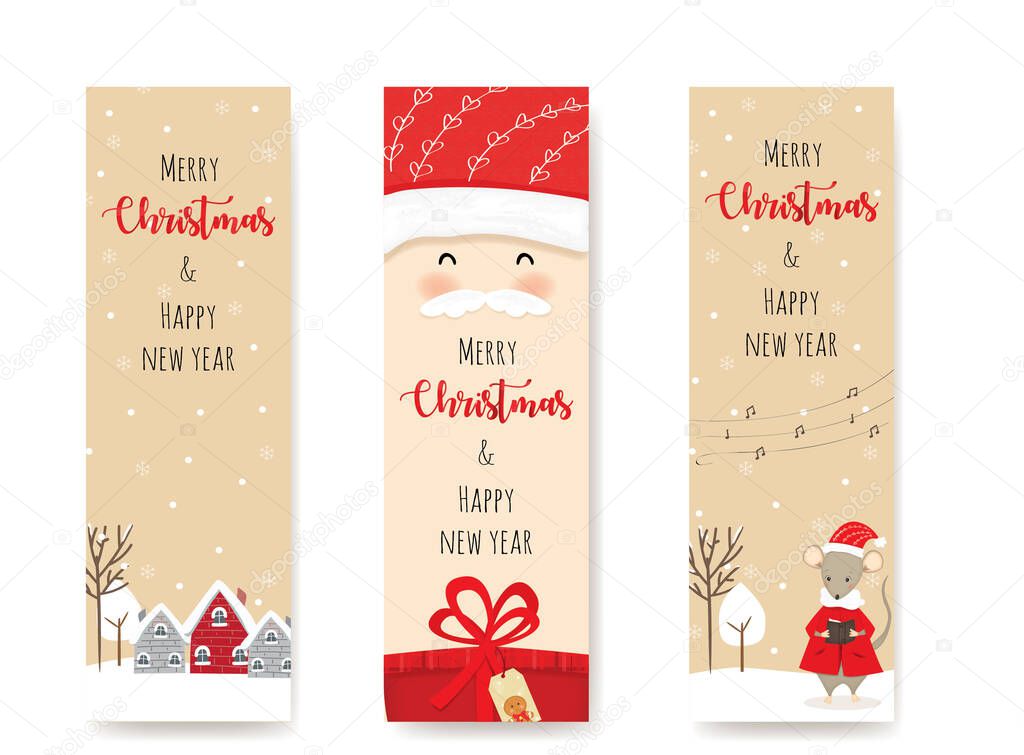 set of three cute Christmas bookmarks
