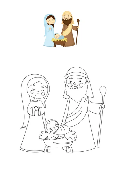 Isus Familie Pagina Colorat Pentru Copii — Fotografie, imagine de stoc