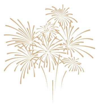 İzole edilmiş arka planda altın havai fişek gösterisi. Yeni yıl kutlama illüstrasyonu için havai fişek vektör sembolü, afiş, kart, davetiye, el ilanı, poster