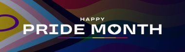 LGBT Onur Ayı afişi, tipografi metniyle gökkuşağı bayrağı arkaplanı, LGBTQIA resim tasarımı ve mutlu Onur Ayı harfleri