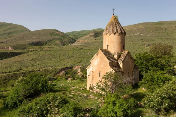 Surb Karapet church over green hills — Stok Foto