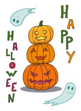 Cadılar Bayramı teması üzerine bir illüstrasyon. Şekerli, mumlu, örümcek ağlı ve 