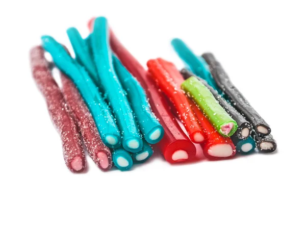 Sweet jelly licorice candy sticks with different flavor — Stock Photo, Image