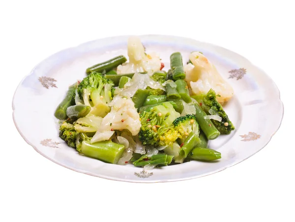 Amestec vegetal de conopidă, broccoli și fasole verde — Fotografie, imagine de stoc