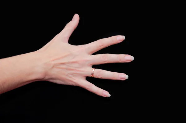 Προβολή χέρι γυναίκα πέντε δάχτυλα — Φωτογραφία Αρχείου