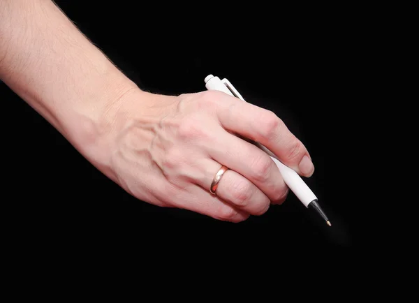 Στυλό στο χέρι της γυναίκας — Φωτογραφία Αρχείου