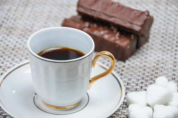 Coffee and chocolate waffles — Stock Photo, Image