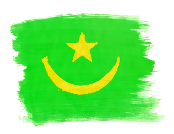Bandeira da Mauritânia pintada com guache — Fotografia de Stock