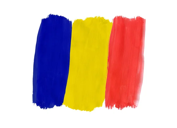 Bandera rumana pintada con gouache — Foto de Stock