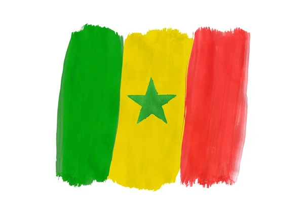 Σημαία της Σενεγάλης ζωγραφισμένα με γκουάς — Φωτογραφία Αρχείου
