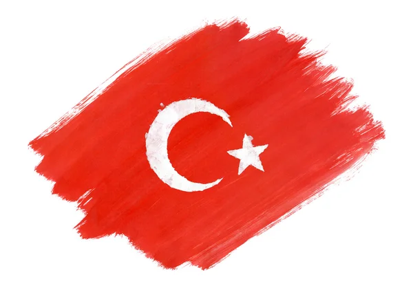 Turkish flag painted with gouache — Stock Photo, Image