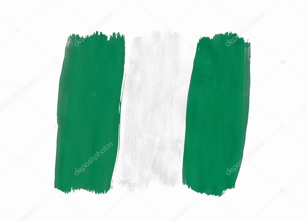 Nigerian flag painted with gouache