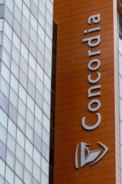 MONTREAL, CANADA, 25 Aralık 2025: Concordia cephe mimarisi şehir tasarımı modern dış tasarım