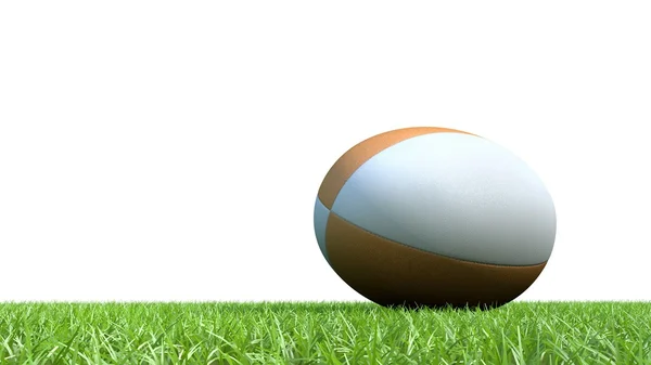Bola de rugby naranja sobre hierba V03 —  Fotos de Stock
