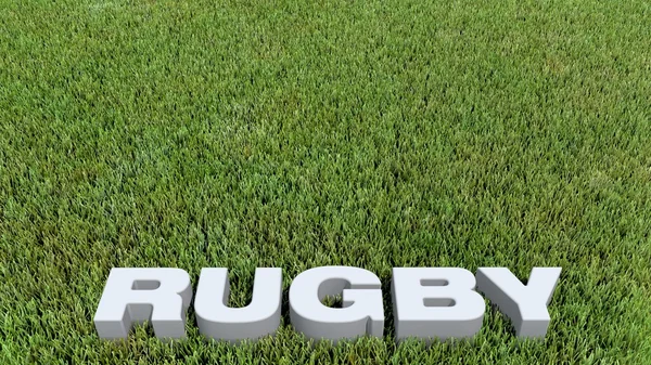 Rugby texte 3D on grass — ストック写真