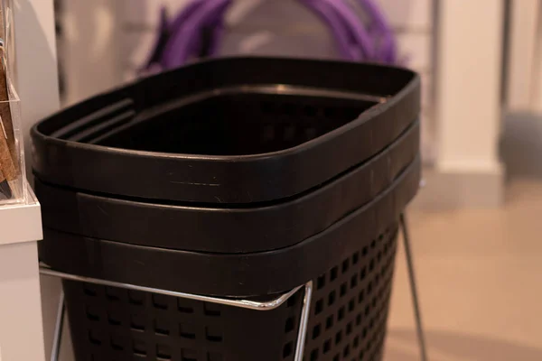 Black Shopping Baskets Transportation Concept — Stock Photo, Image