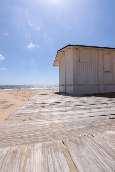 Punta Umbrien Huelva Spanien Stranden Båset Och Livräddartornet — Stockfoto