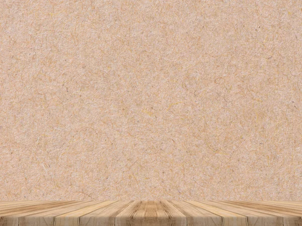 Дерев'яна стільниця на стіні з тропічної паперової текстури, скомпонувати шаблон для відображення продукту, презентація бізнесу . — стокове фото