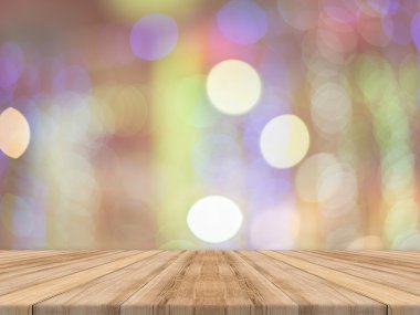 Köpüklü bokeh duvar ve ahşap tahta zemin, şablon için ürününüzün görüntüleme sahte boş Perspektif Oda