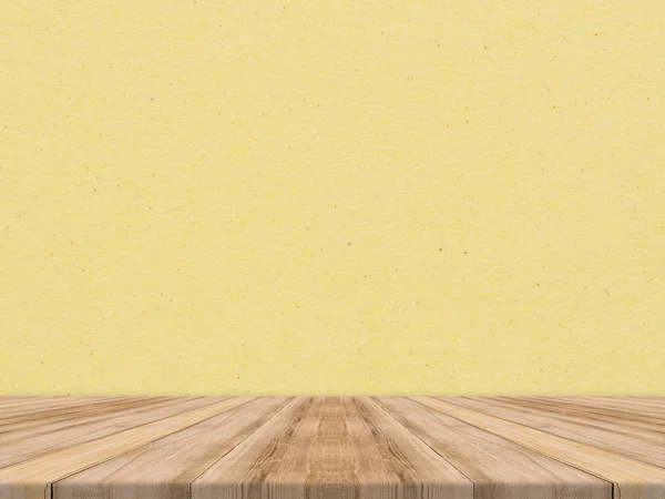 Tavolo in legno a parete di texture di carta tropicale, Modello modellato per la visualizzazione del prodotto, Presentazione aziendale . — Foto Stock