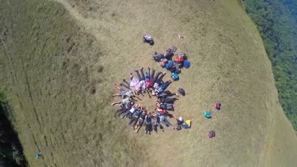 Aerial View - Hiker walking in Doi Mon Jong at Northern of Thailand. — Stock Video