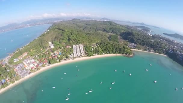 海、プーケット県、タイ航空: ビュー. — ストック動画