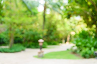 Bulanık park bokeh ışık ile. Doğa arka plan bulanıklık. Bahar çayır ile taze yeşil yaprakları ile büyük ağaç. Vintage etkisi tarzı resimler.