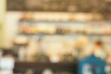 Arka plan bulanık - Vintage filtre müşteri kafede bokeh ile arka plan bulanıklık.