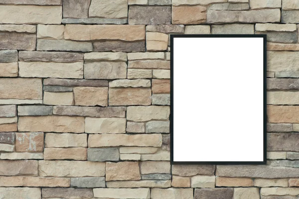 Mock up blank poster picture frame on brick wall. — Stock Photo, Image