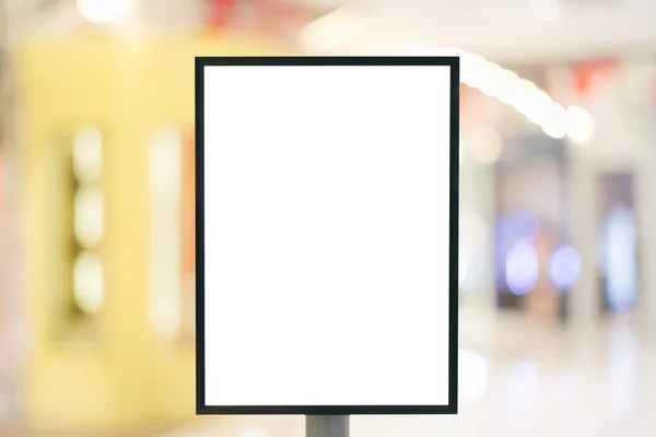 Blank sign with copy space for your text message or content in modern shopping mall. — Stock Photo, Image