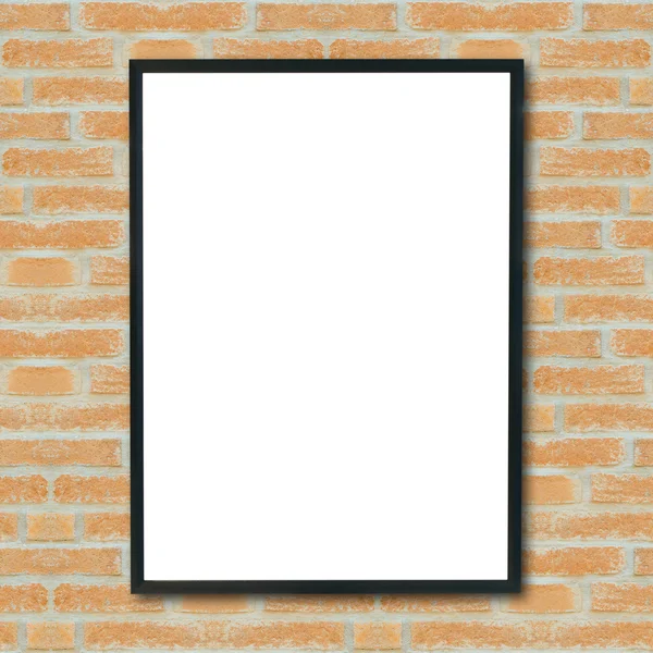 Falsificare cornice immagine poster vuoto sul muro di mattoni . — Foto Stock