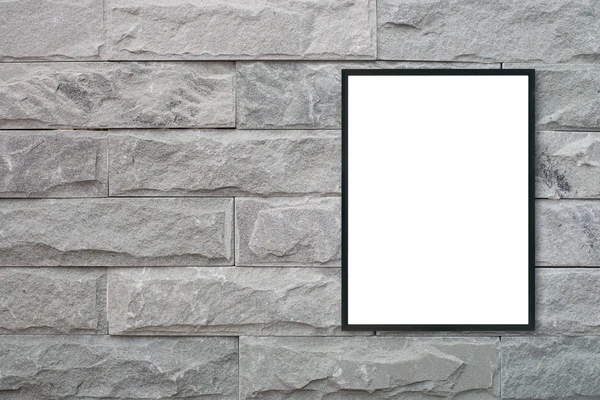 Mock up quadro de imagem de cartaz em branco na parede de tijolo . — Fotografia de Stock