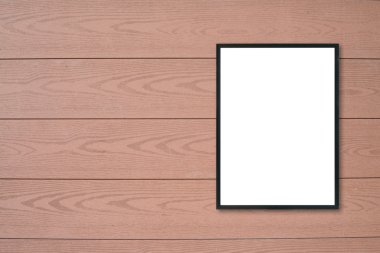 Boş poster çerçeve ahşap duvar kadar alay.