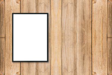 Boş poster çerçeve ahşap duvar kadar alay.
