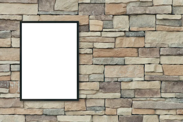 Mock up blank poster picture frame on brick wall. — Stock Photo, Image