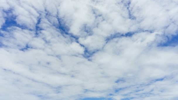 4k/Uhd poklatkowy: Cloudscape timelapse, białe chmury działa na niebieskim niebie. — Wideo stockowe