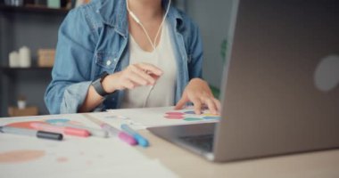 Dizüstü bilgisayar kullanan Asyalı iş kadını, oturma odasından çalışırken iş arkadaşlarıyla görüntülü görüşme planı hakkında konuşuyor. İş yerinde uzaktan, sosyal uzaklık, korona virüsünün önlenmesi için karantina.