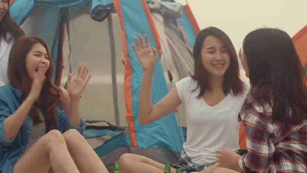 Närbild Grupp Asien Bästa Vänner Tonåringar Dam Kylande Dans Njuta — Stockvideo