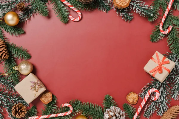 Pousada Plana Criativa Composição Tradicional Natal Temporada Férias Ano Novo — Fotografia de Stock