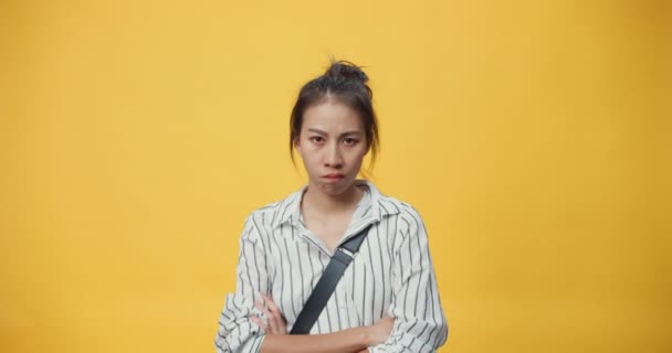 Szépség Ázsia Ifjúság Komoly Lány Szomorú Boldogtalan Ideges Negatív Hangsúlyozta — Stock videók