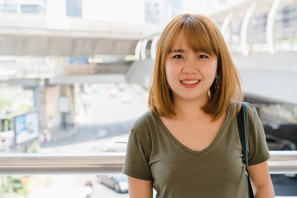 Attractive Young Smiling Asian Woman Outdoors Portrait City Real People Stock Image