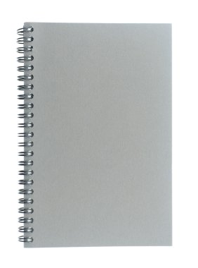 Tel bağlı veya spiral gri kurulu beyaz arka plan üzerinde izole yapılmış sketchbook bağlı.