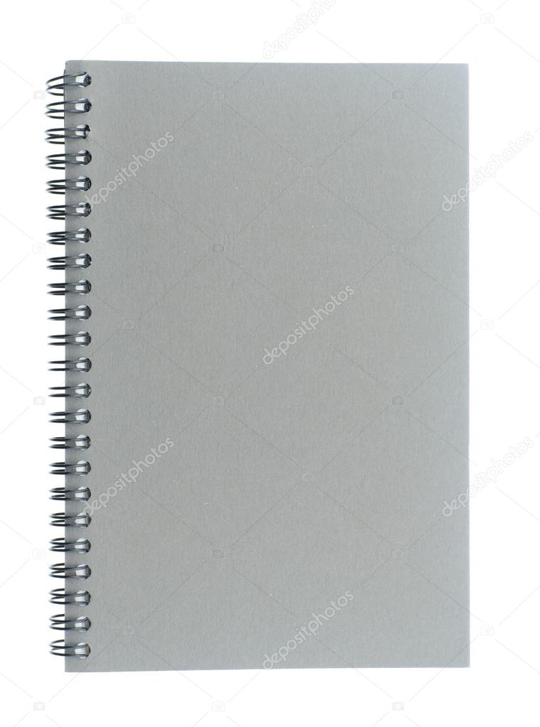 Wire bound or spiral bound sketchbook made from grey board isolated on  white background. Stock Photo by ©Tirachard 96213064