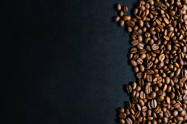 Ziarna Kawy Ciemnym Tle Widok Góry Koncepcja Kawy — Zdjęcie stockowe