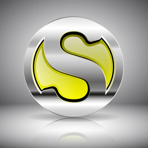 3 d イエロー ガラス クロム - S の文字のロゴ — ストックベクタ
