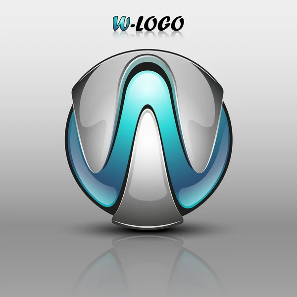 Logotipo 3D - Carta W (azul ) —  Vetores de Stock