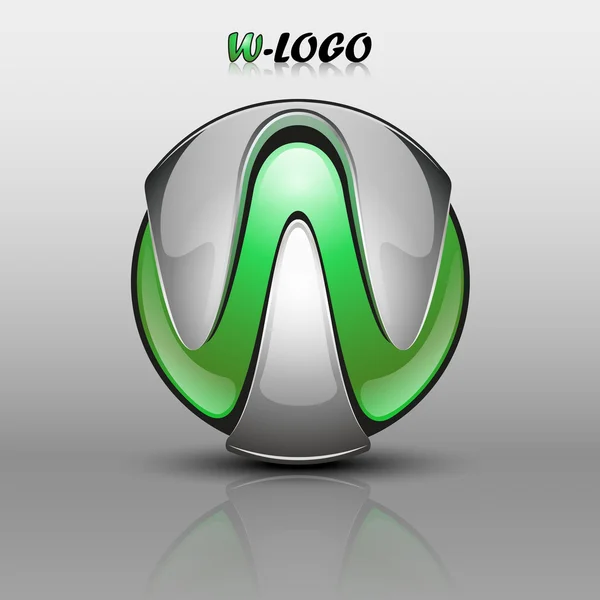 3D Logo - Letter W (green) — Stock Vector