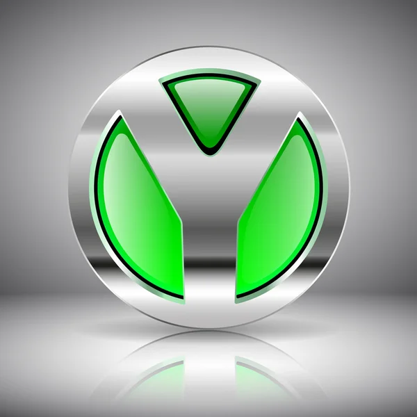3D logo zelené sklo v chrome - písmeno Y — Stockový vektor