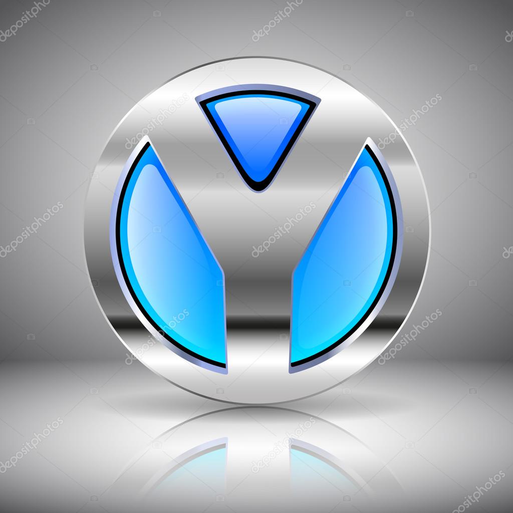 3D blue glass logo in chrome - letter Y