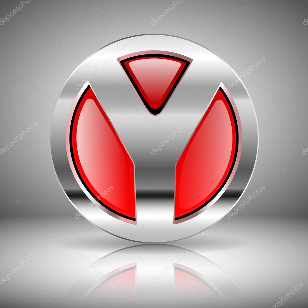 3D red glass logo in chrome - letter Y